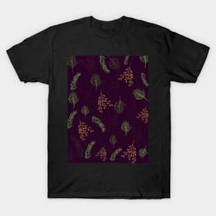 Purple Festive Leaf Design for Christmas and Seasonal Holidays T-Shirt